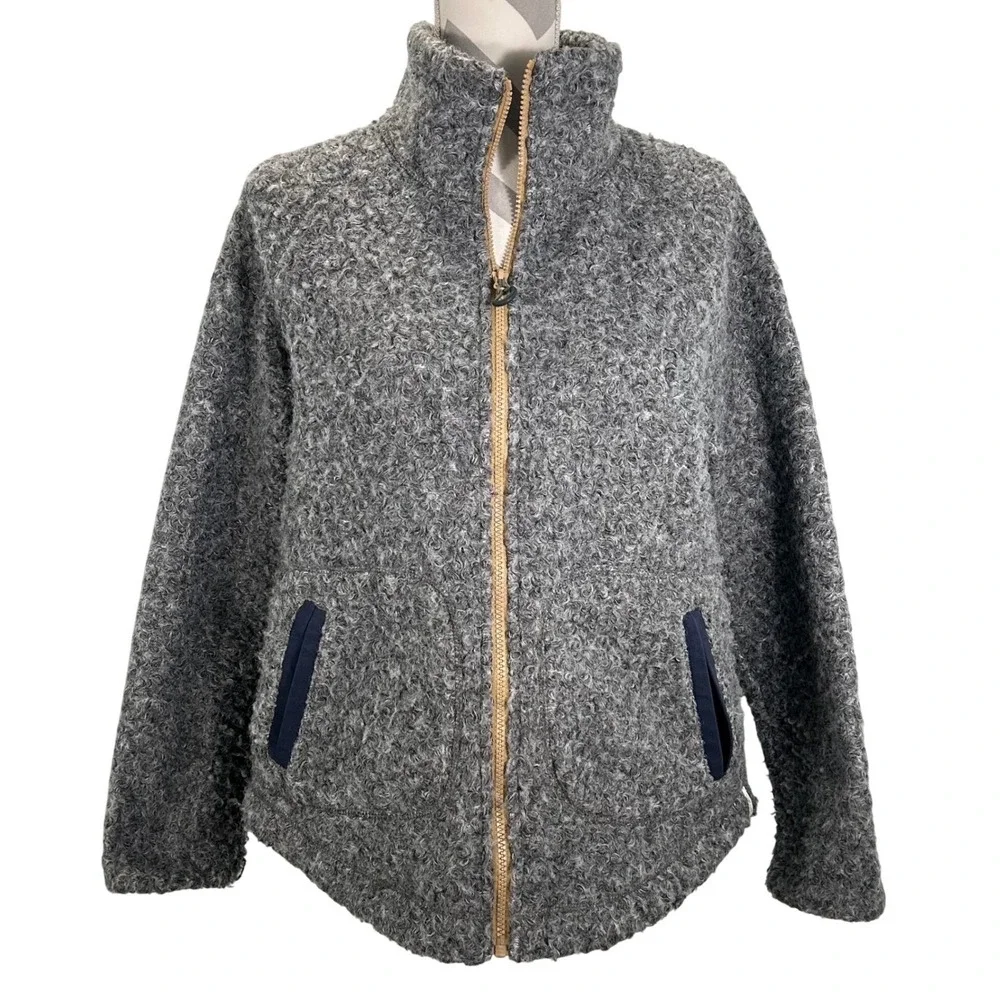 Woolrich Siskiyou Womens Grey Curly Sherpa‎ Fleece Full Zip Jacket Small